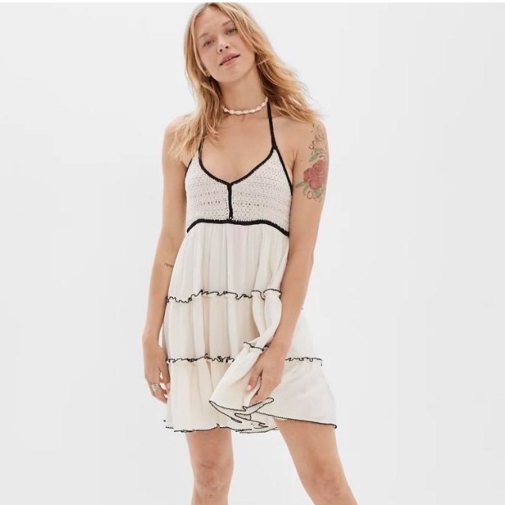 American Eagle Crochet Halter Dress